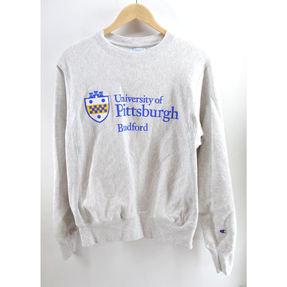 CHAMPION REVERSE WEAVE ADULT SMALL WHITE GRAY‎ SWEATER UNIVERSITY OF PITTSBURGH